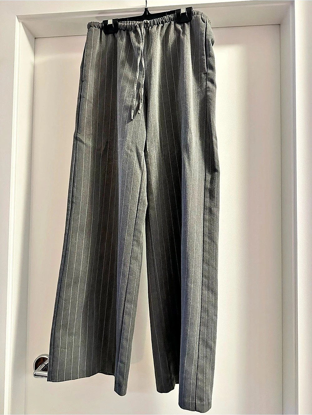 H&M, Grey Pinstriped Wide Leg Trousers Size XS